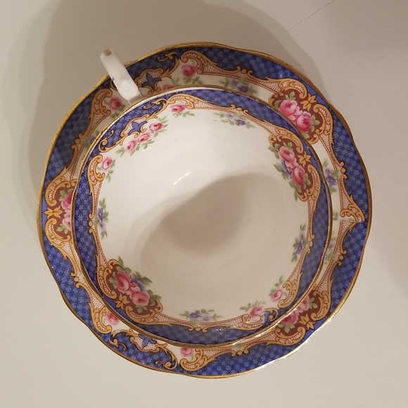 Vintage Aynsley Teacup & Saucer Set Bone China A4191 / White, blue, floral - Picture 10 of 17